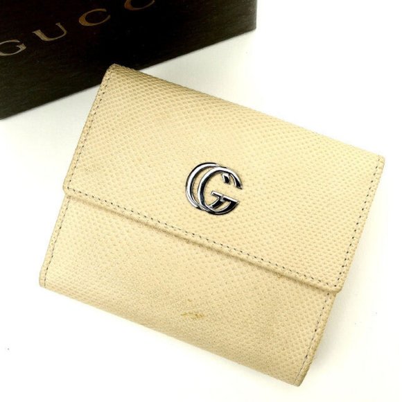 Gucci Wallet Purse Folding wallet Beige Pink Woman Authentic Used Y1468 - Picture 1 of 5